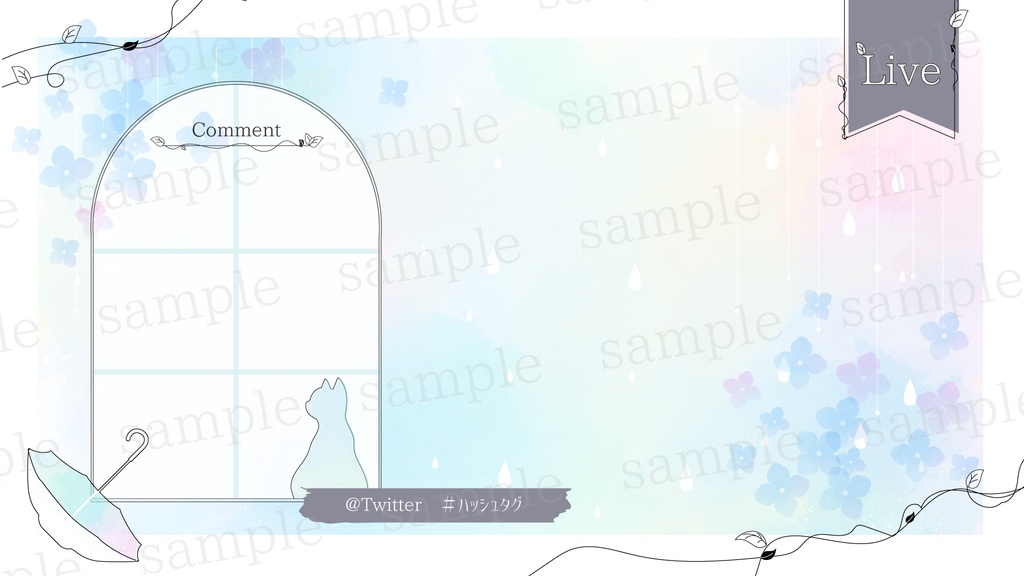 朝の雨と紫陽花の背景素材【配信素材】