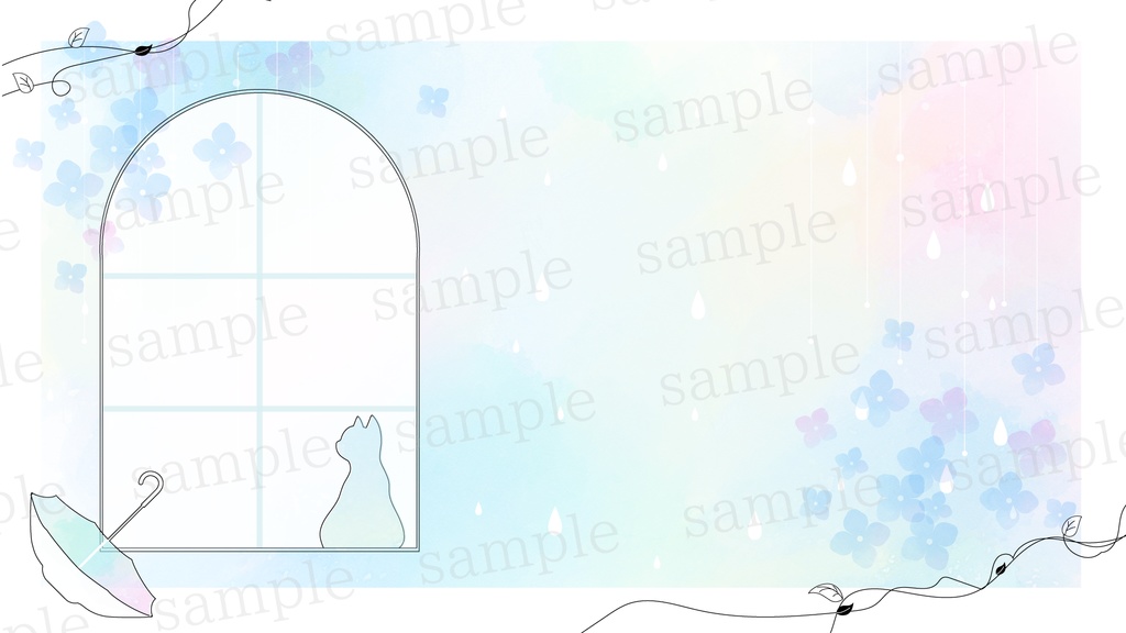 朝の雨と紫陽花の背景素材【配信素材】