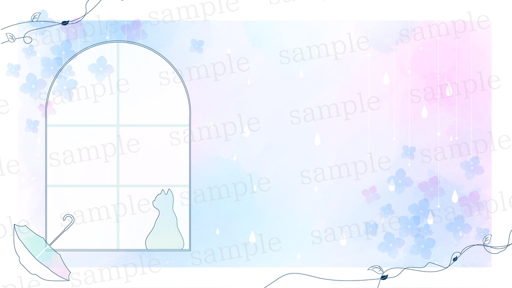 朝の雨と紫陽花の背景素材【配信素材】