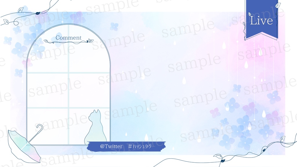 朝の雨と紫陽花の背景素材【配信素材】