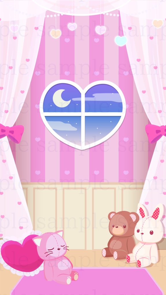 【縦型素材】ハートのお部屋の縦型背景素材【配信素材】