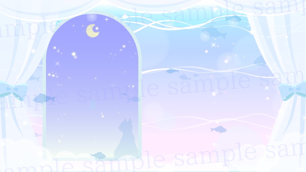 【配信素材】子猫が夢見る深海のお部屋素材【Vtuber Background】