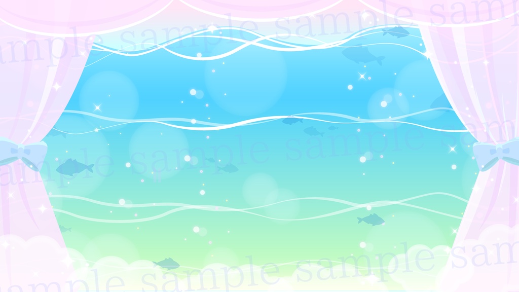 【配信素材】子猫が夢見る深海のお部屋素材【Vtuber Background】