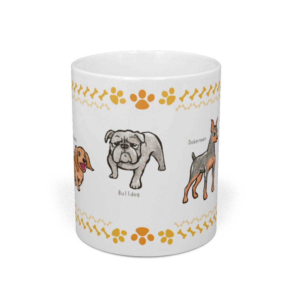 ドッグタッグマグカップA(プードル、ダックスフント、ブルドッグ、ドーベルマン、ウィペット)