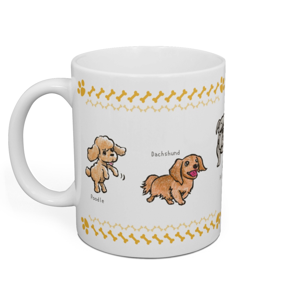 ドッグタッグマグカップA(プードル、ダックスフント、ブルドッグ、ドーベルマン、ウィペット)