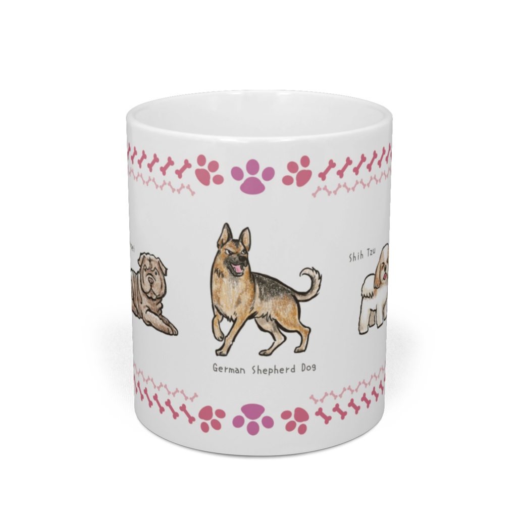 マグカップ犬C、セントバーナード、シャーペイ、シェパード、シーズー、チワワ
