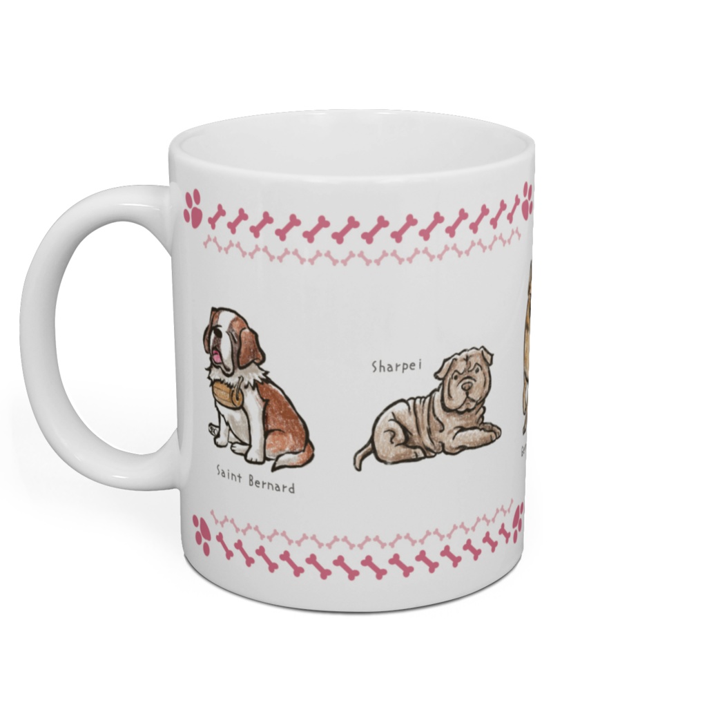 マグカップ犬C、セントバーナード、シャーペイ、シェパード、シーズー、チワワ