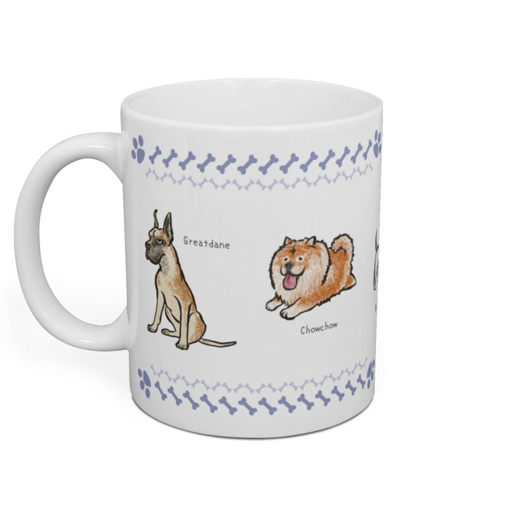 マグカップ犬E グレートデン、チャウチャウ、パグ、アイリッシュセッター、ブルテリア