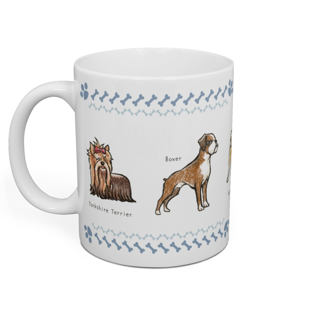 マグカップ犬F 秋田犬、スピッツ、シュナイザー、ボクサー、ヨーキー