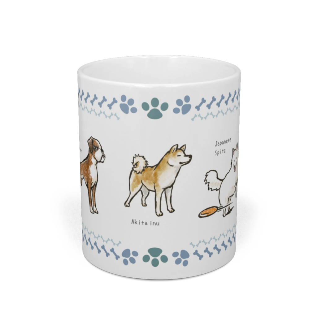 マグカップ犬F 秋田犬、スピッツ、シュナイザー、ボクサー、ヨーキー