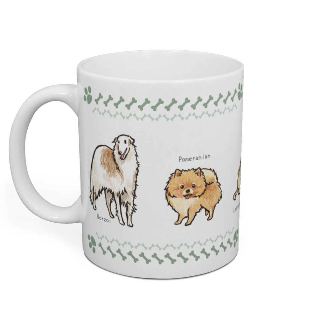 マグカップ犬G ボルゾイ、ポメラニアン、ラブラドール、パピヨン、コッカースパニエル