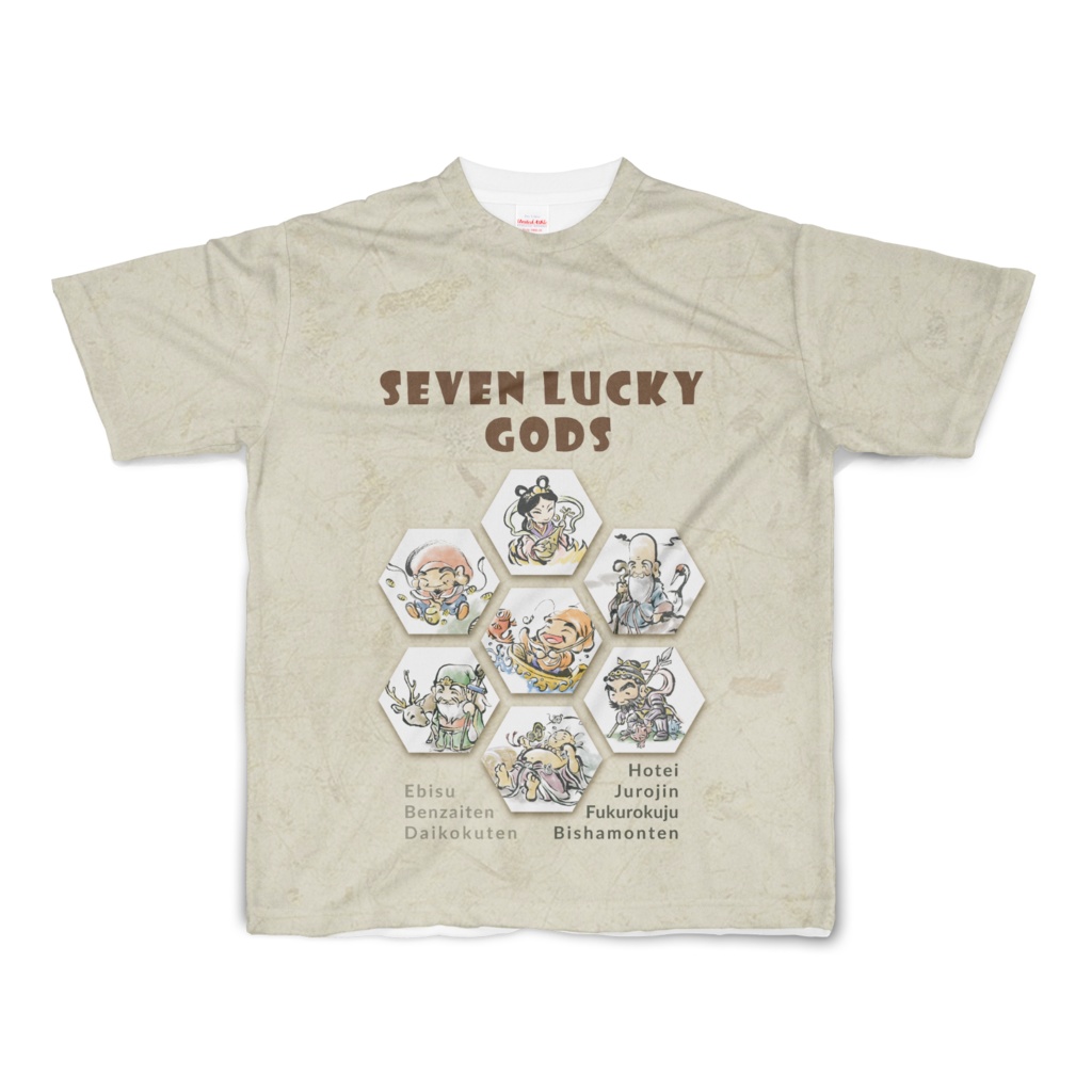 宝船 七福神フルデザインTシャツ 一攫千金