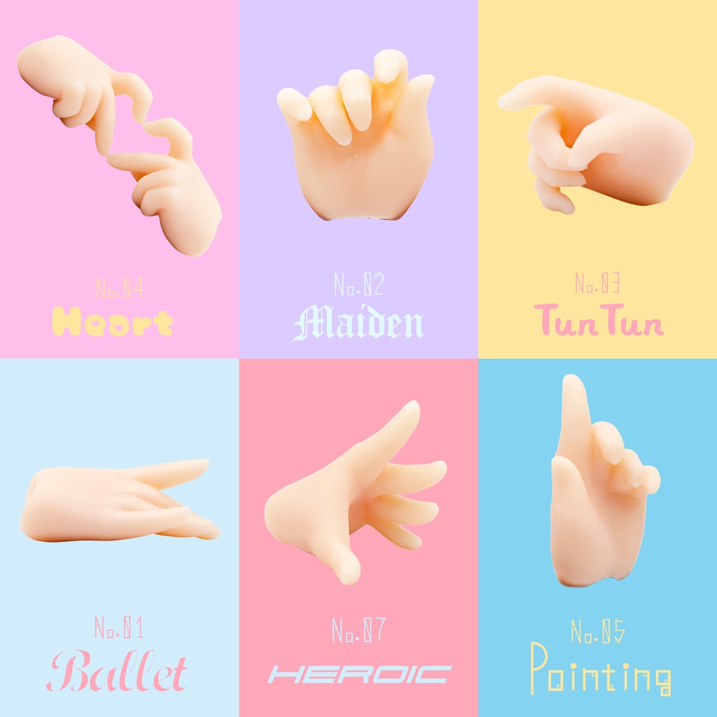 【MDD用】ハンドパーツセット 01 - Basic - (6種12個) set