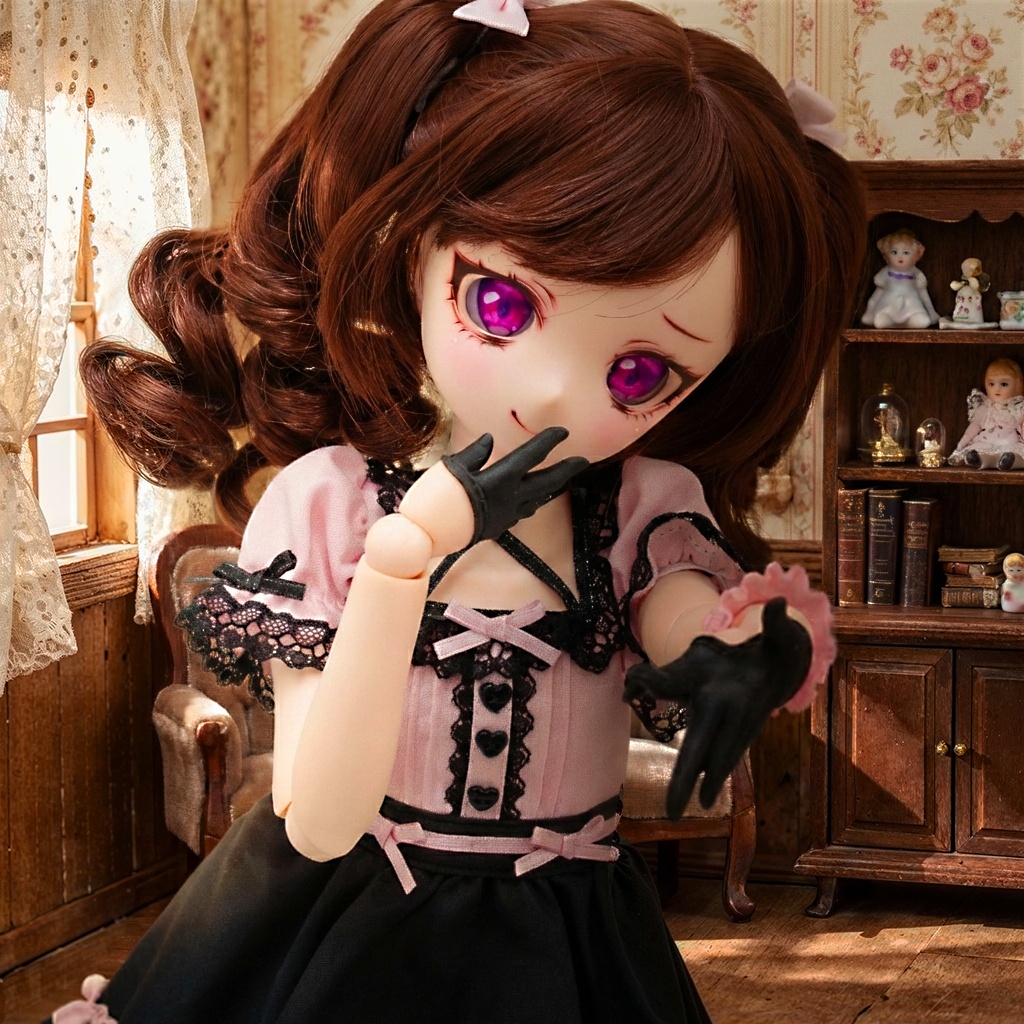 【MDD/DD】カラーハーフグローブSET:ピンク/ブラック