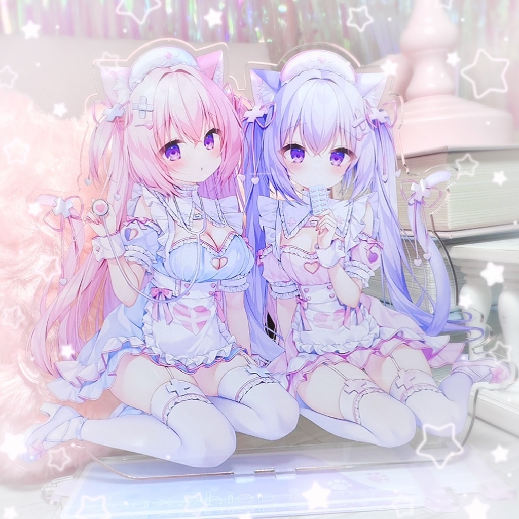 桃稚ちあフレーム付アクリルフィギュア♡アクリルスタンドアクスタタペストリーグッズ 再販】ナースメイドのあ＆しおんBIGアクリルスタンド - 桃稚ちあ
