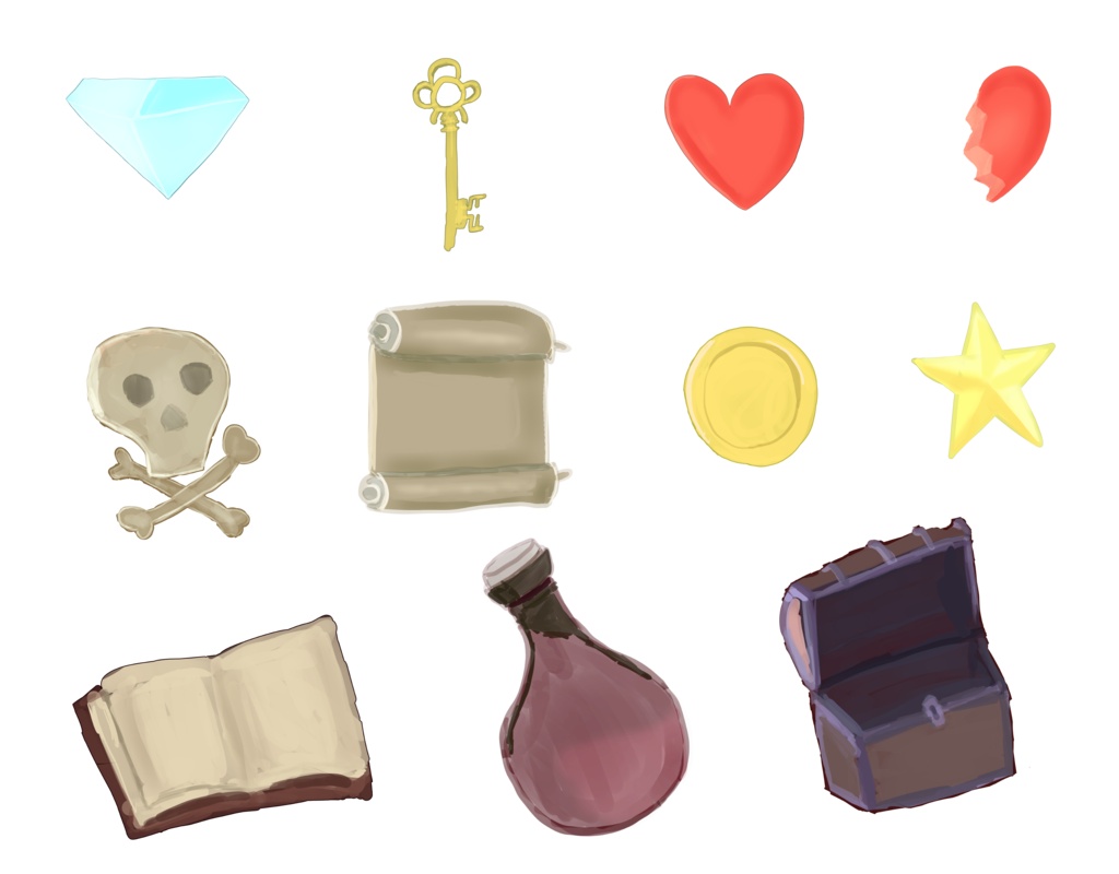 【商用利用可】手描きRPGアイテムアイコンセット