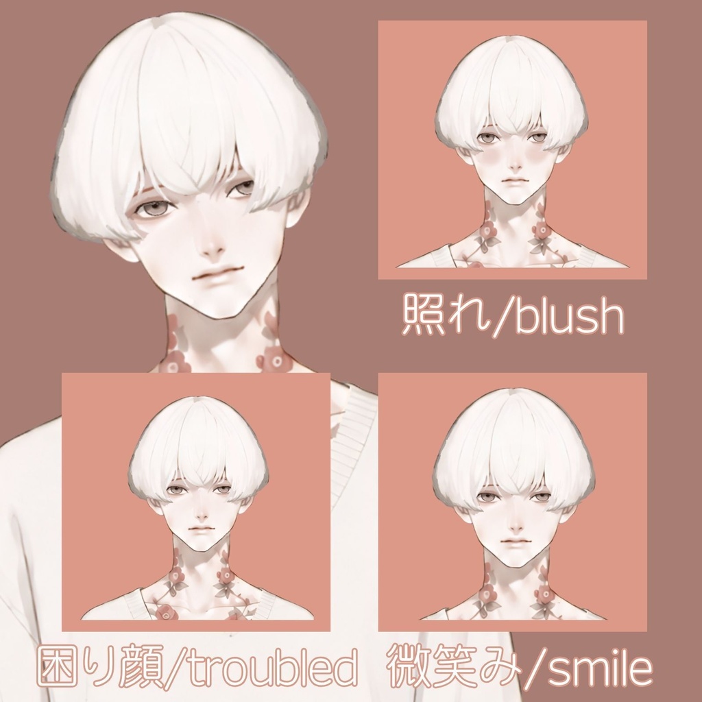 【汎用Live2Dモデル】白髪中性男子 椿【VTube Studio対応】/ Ethereal White-Haired Boy