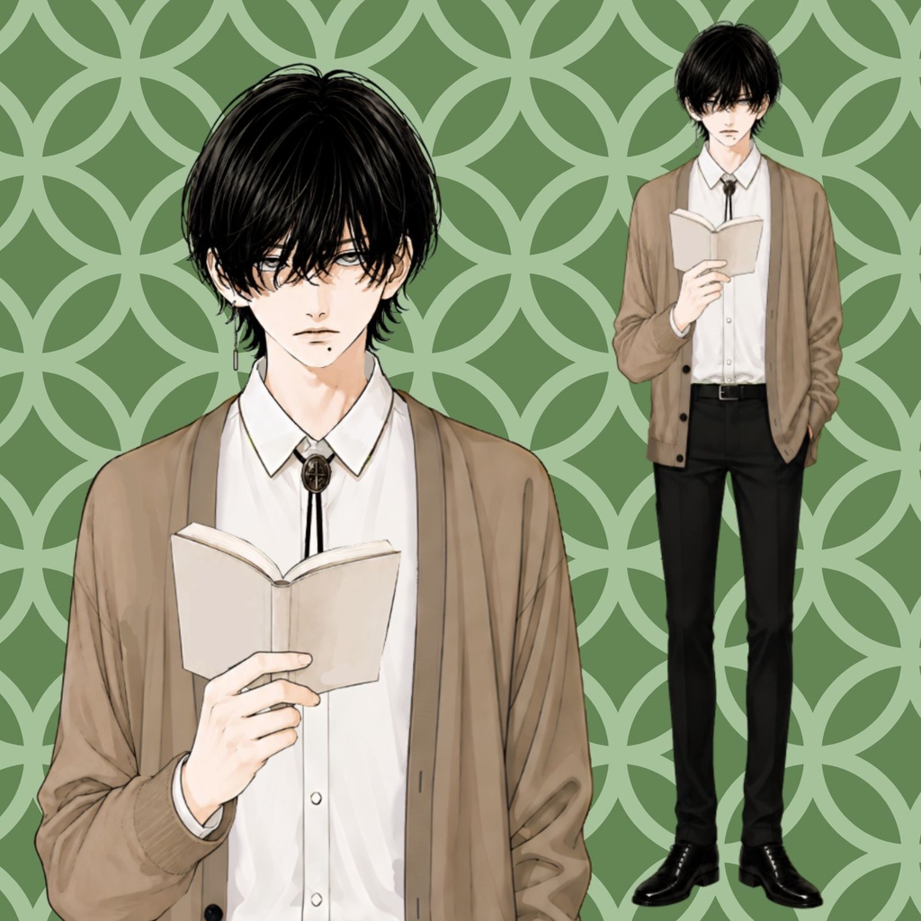【汎用Live2Dモデル】黒髪文学男子【VTube Studio対応】/ Black-Haired Reading Boy
