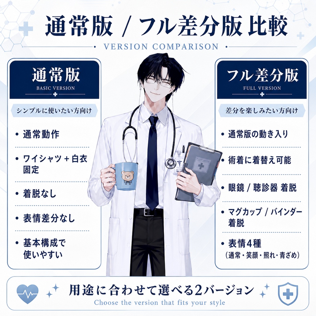 【汎用Live2Dモデル】白衣の病院先生男子【VTube Studio対応】/ Doctor Boy VTuber Model