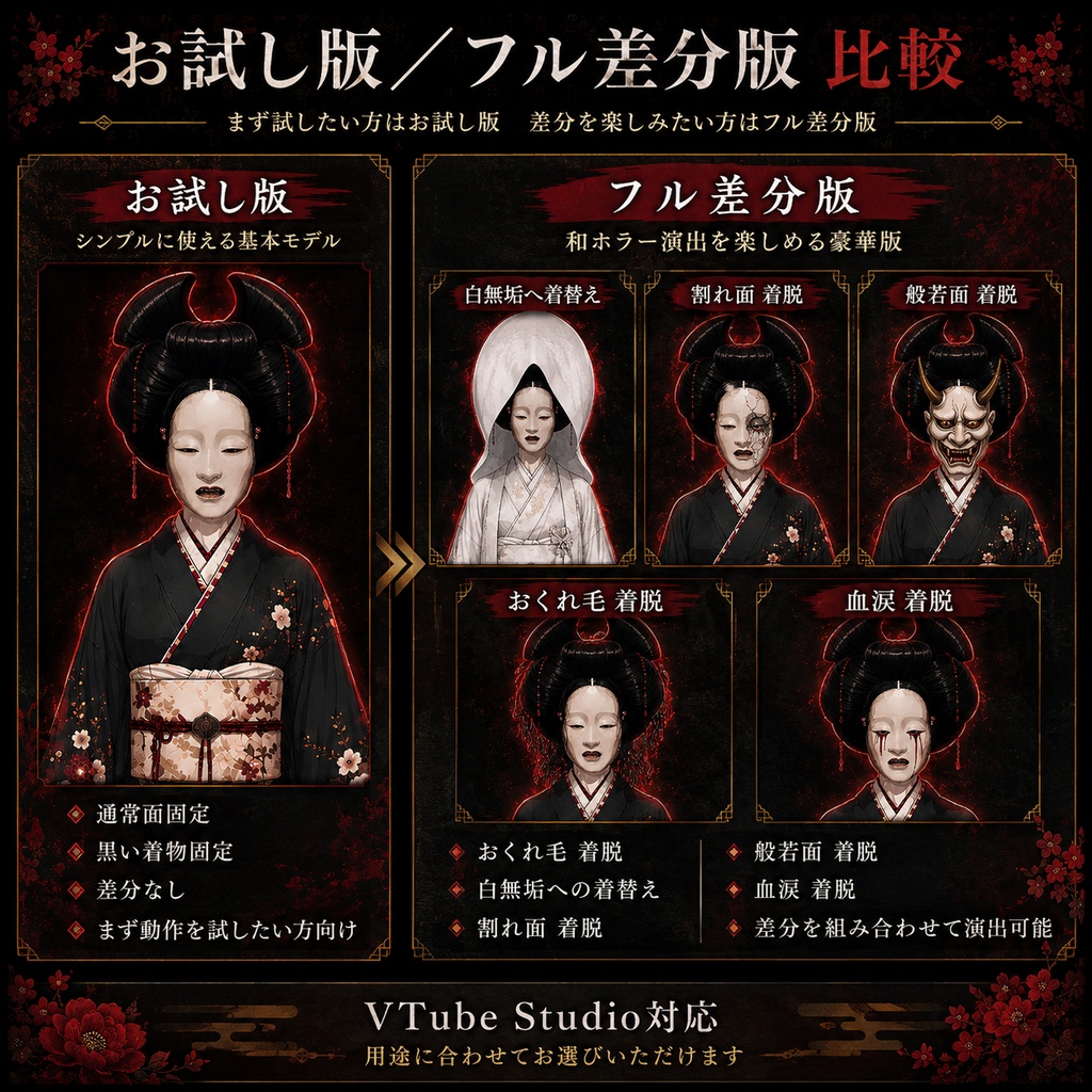 【汎用Live2Dモデル】能面の白無垢怪異【VTube Studio対応】/ Japanese Horror Noh Mask Bride