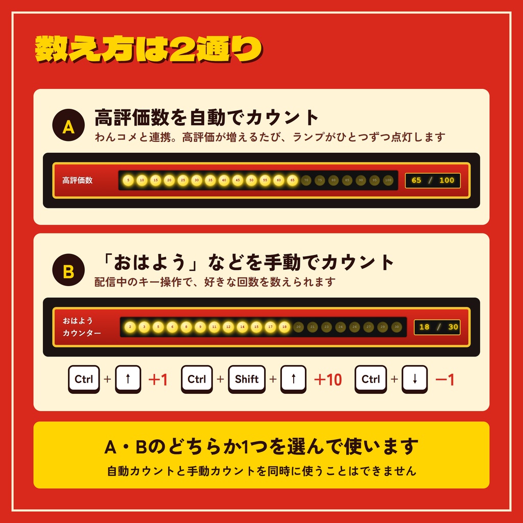 【OBS・わんコメ対応】高評価数もおはようも数えられる!得点発表風ゲージカウンター【期間限定 無料配布!】