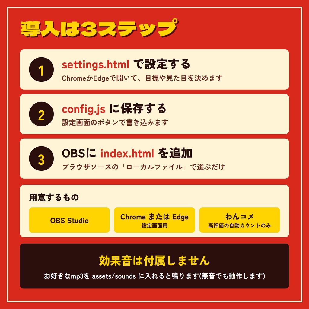 【OBS・わんコメ対応】高評価数もおはようも数えられる!得点発表風ゲージカウンター【期間限定 無料配布!】