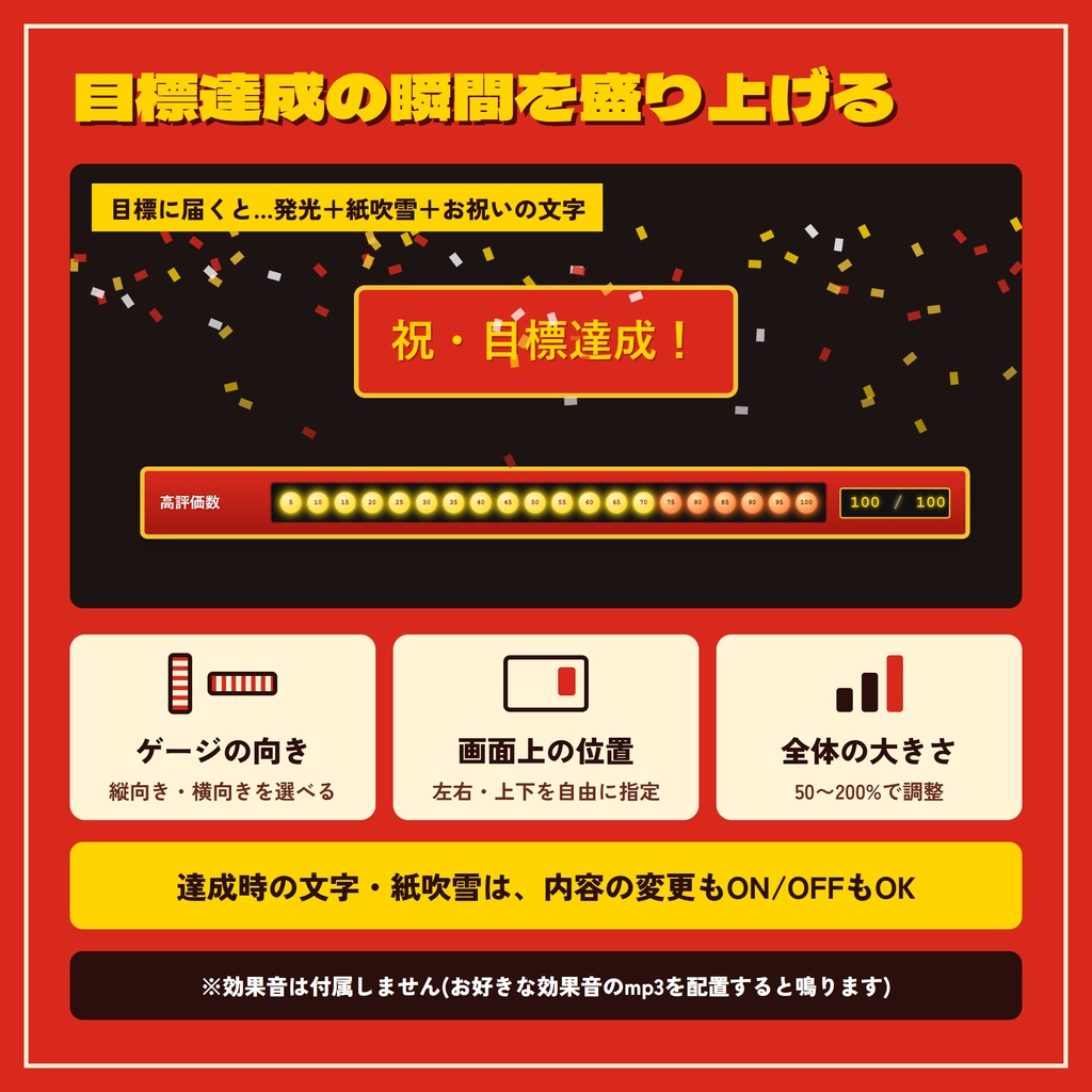 【OBS・わんコメ対応】高評価数もおはようも数えられる!得点発表風ゲージカウンター【期間限定 無料配布!】