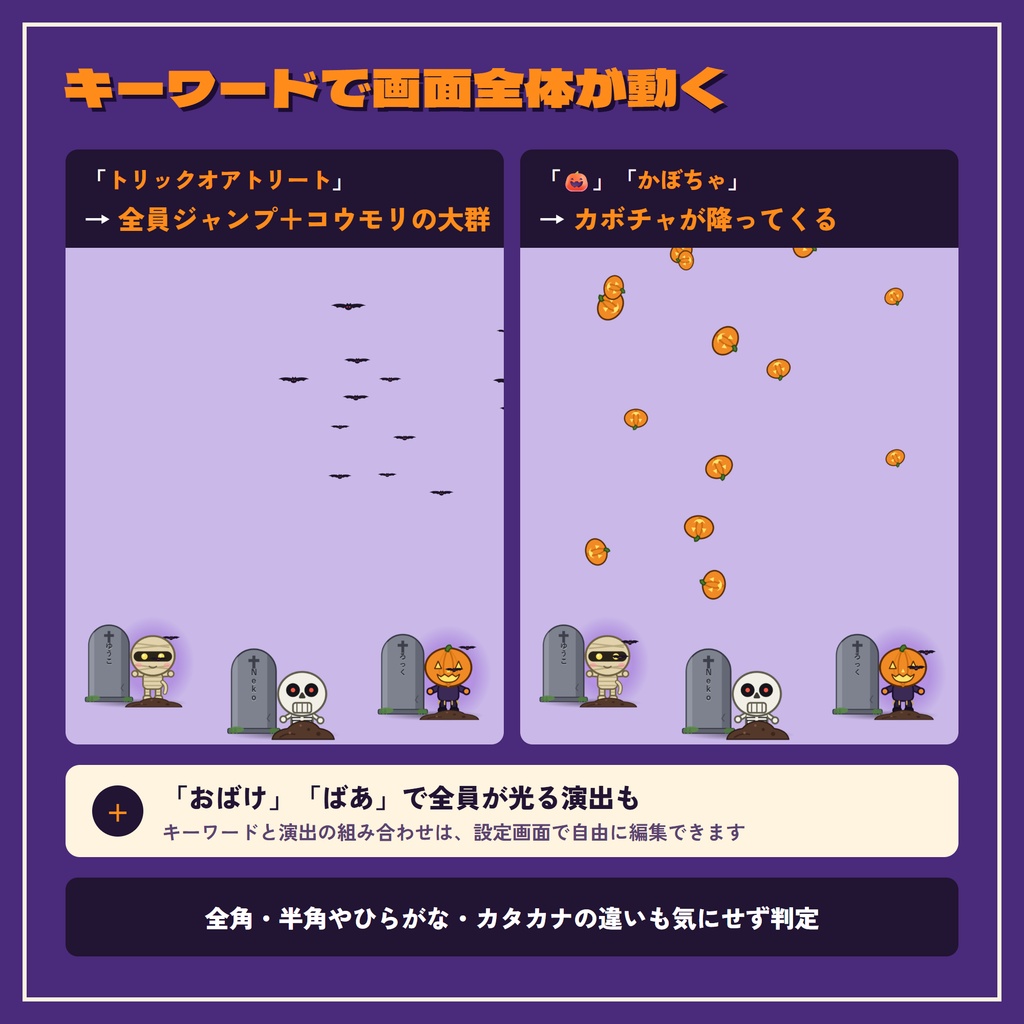 【OBS・わんコメ対応】コメントで墓地が育つ!ハロウィン限定コメントオーバーレイ「HalloweenChat」【期間限定 無料配布!】
