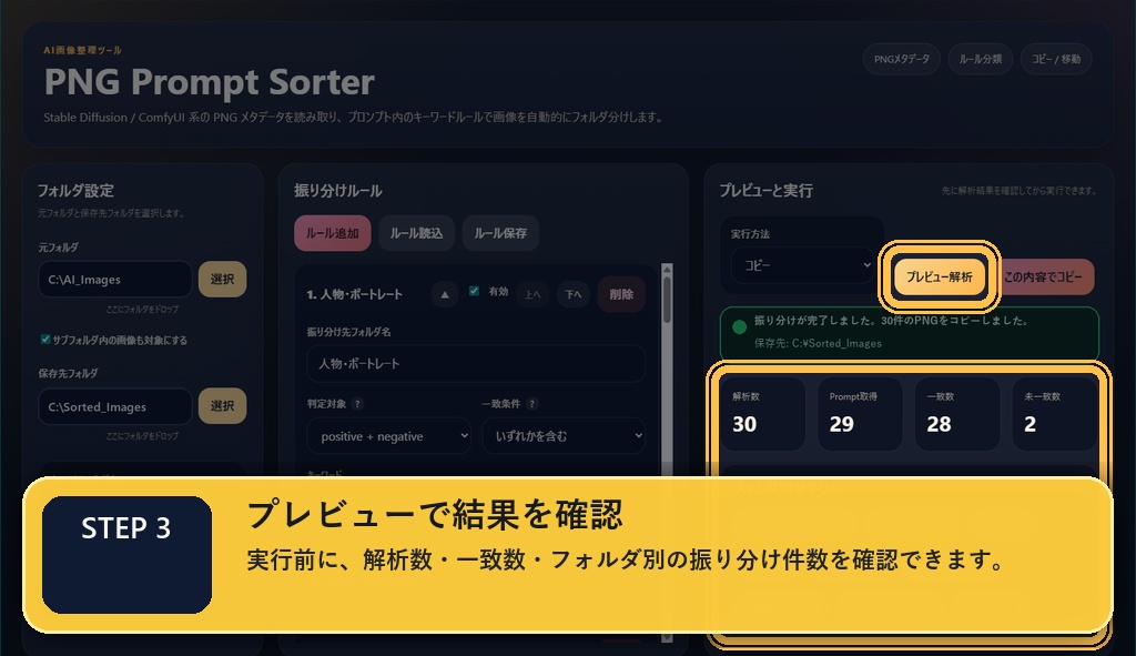 AIイラストを自動で整理!プロンプト画像仕分けツール