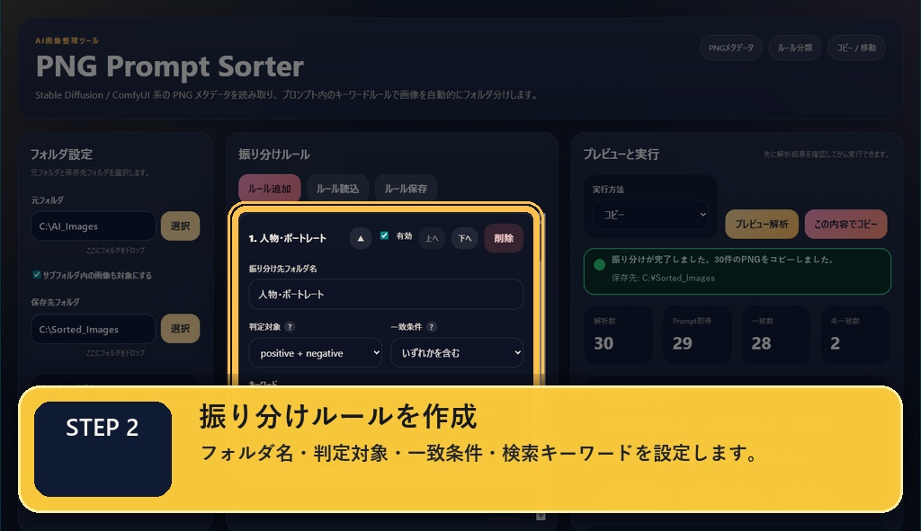AIイラストを自動で整理!プロンプト画像仕分けツール