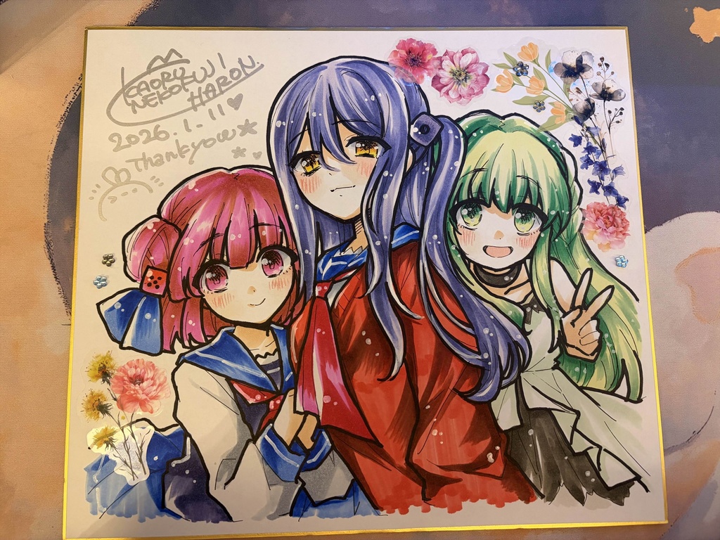 わけあり手描きイラスト色紙（一点もの）