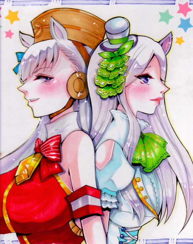 D 2/22まで【同人手描きイラスト/16500円】『カップリング(全身フリー)/大色紙』コピック・直筆イラスト