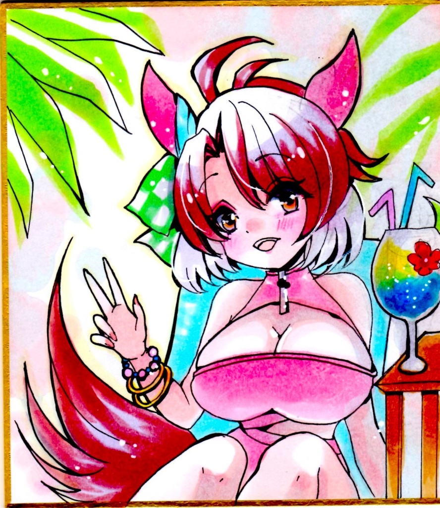 E 2/22まで!【同人手描きイラスト/4500円】『バストアップ/ミニ色紙』コピック・直筆イラスト