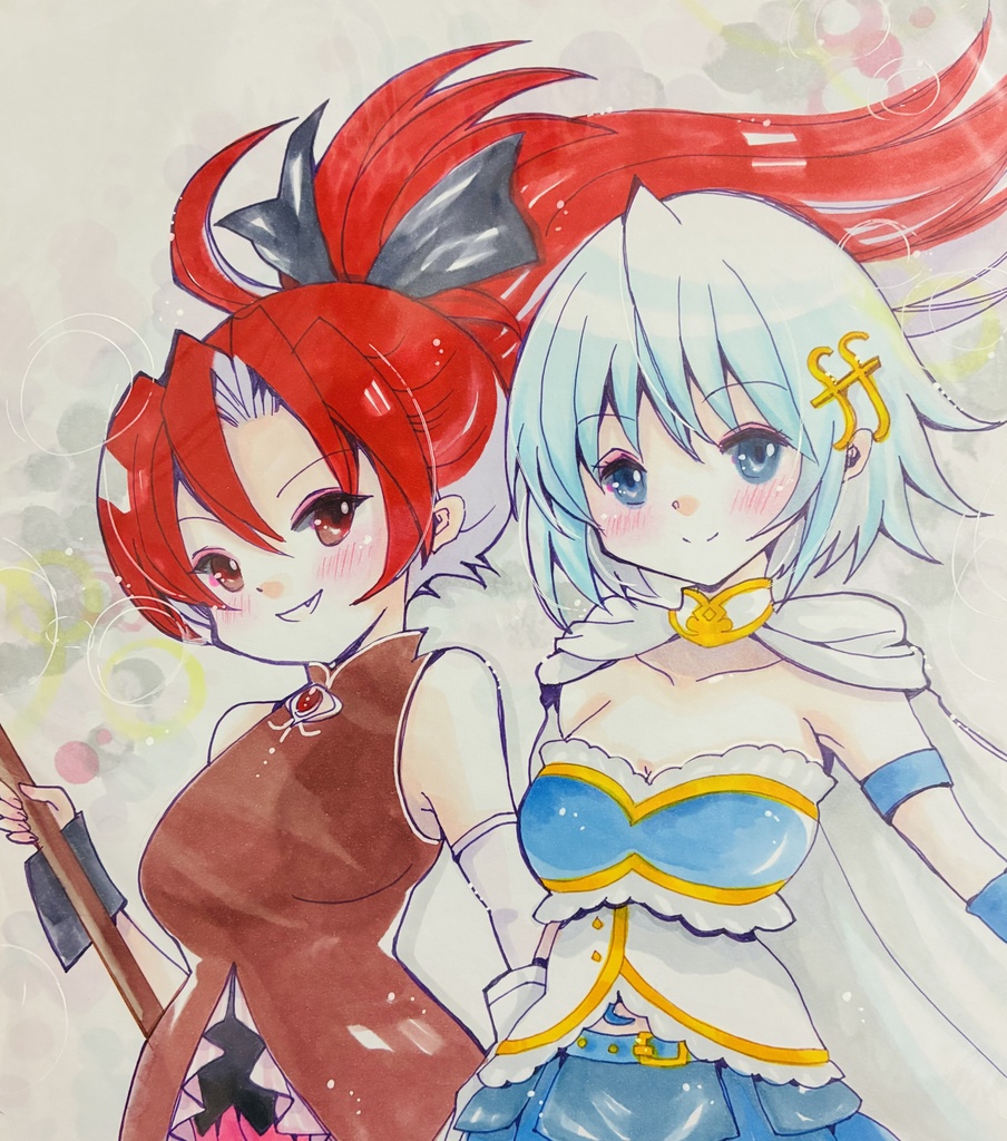 同人手描きイラスト ⑤大色紙【魔法少女まどかマギカ 杏子&さやか】