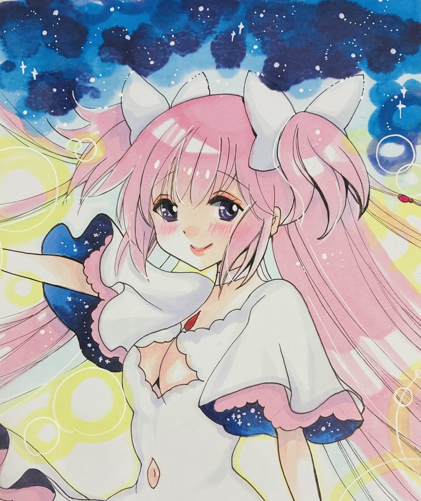 同人手描きイラスト ⑦中色紙【魔法少女まどかマギカ アルティメットまどか】