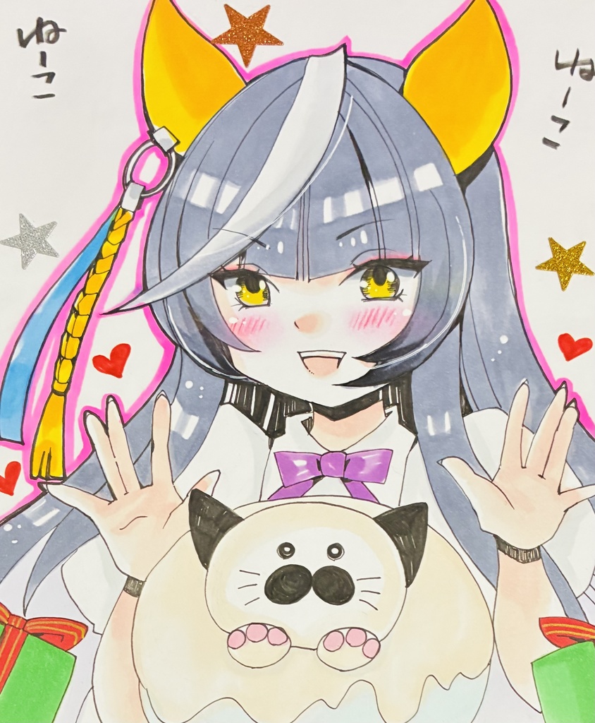 同人手描きイラスト ㉚中色紙【ウマ娘 カルストンライオ】