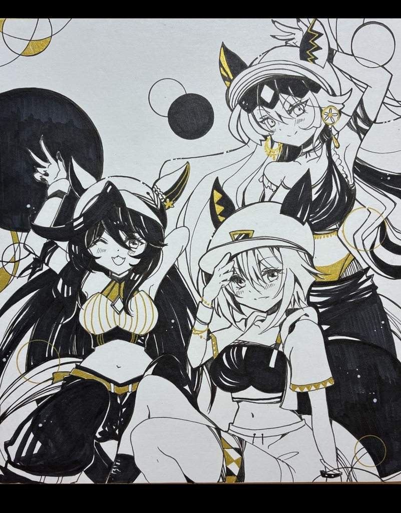 同人手描きイラスト ㊱大色紙額縁【ウマ娘 シュヴァルグラン &ヴィブロス&ヴィルシーナ】