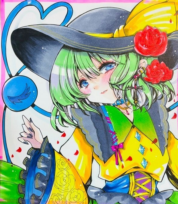 同人手描きイラスト　 59大色紙【東方　古明地こいし】