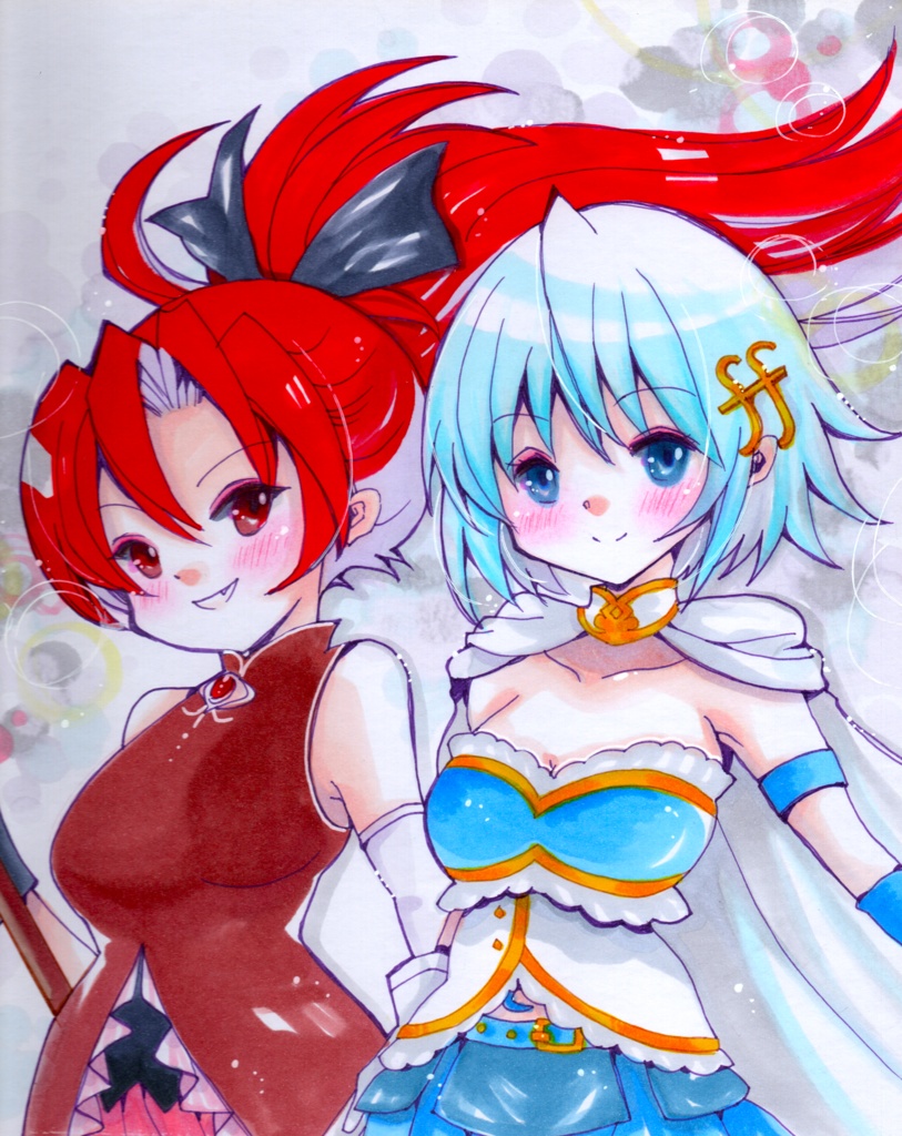 同人手描きイラスト 大色紙【マギアレコード 佐倉杏子 水着ver】