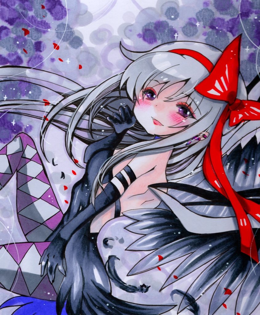 同人手描きイラスト 大色紙【マギアレコード 佐倉杏子 水着ver】