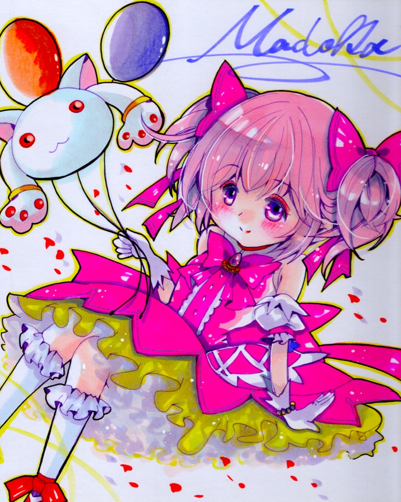 同人手描きイラスト 大色紙【マギアレコード 佐倉杏子 水着ver】