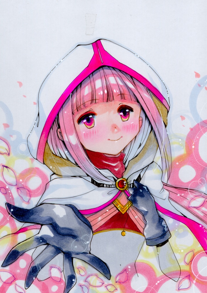 同人手描きイラスト 大色紙【マギアレコード 佐倉杏子 水着ver】