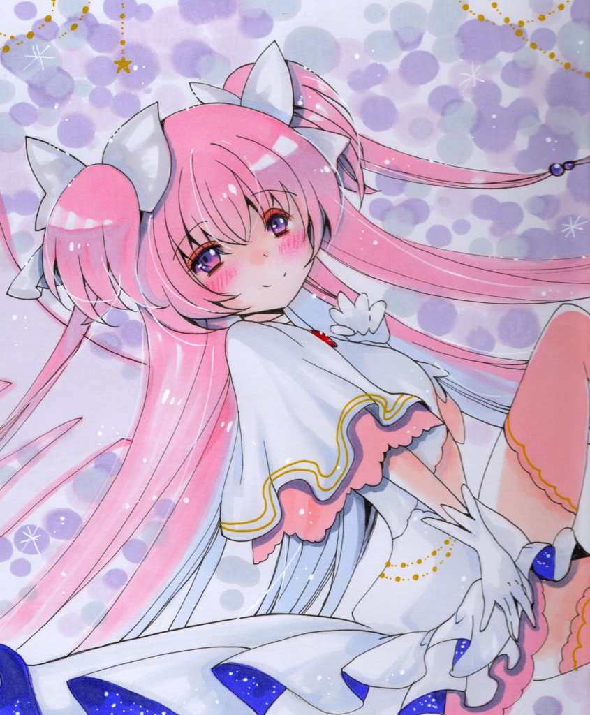 同人手描きイラスト 大色紙【マギアレコード 佐倉杏子 水着ver】