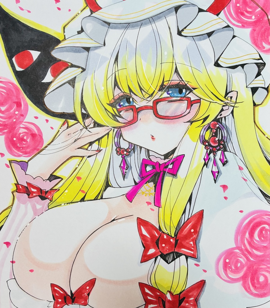 同人手描きイラスト 大色紙【東方 霊夢】