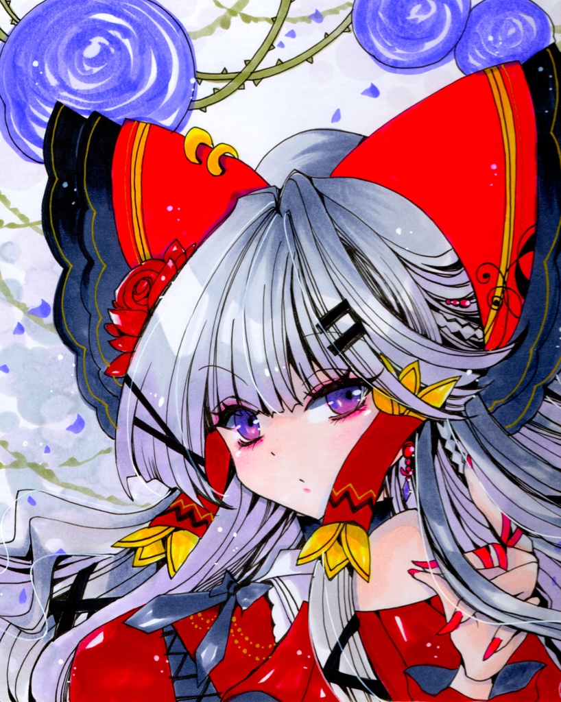 同人手描きイラスト 大色紙【東方 霊夢】