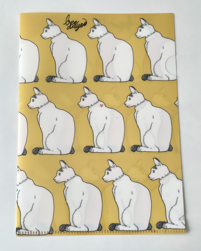 ねこねこパターンクリアファイル（黄）