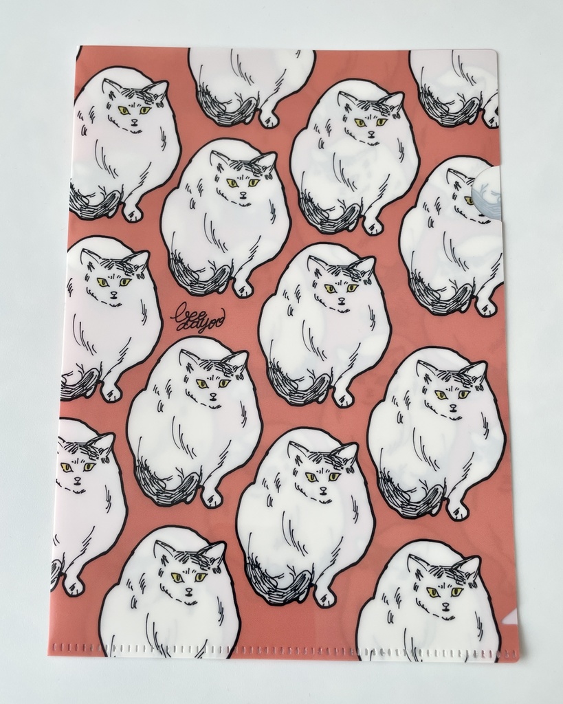 ねこねこパターンクリアファイル（赤）