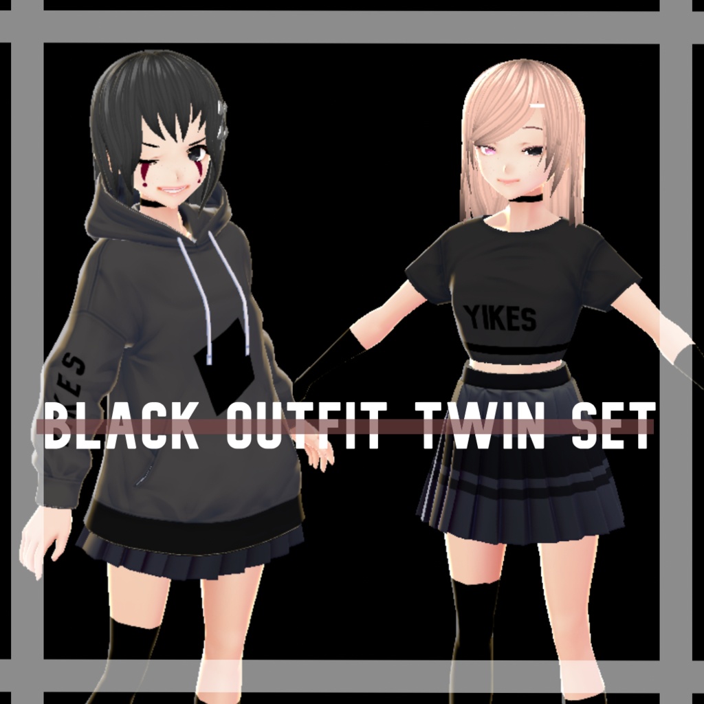 Black Outfit Twin Set (VROID)