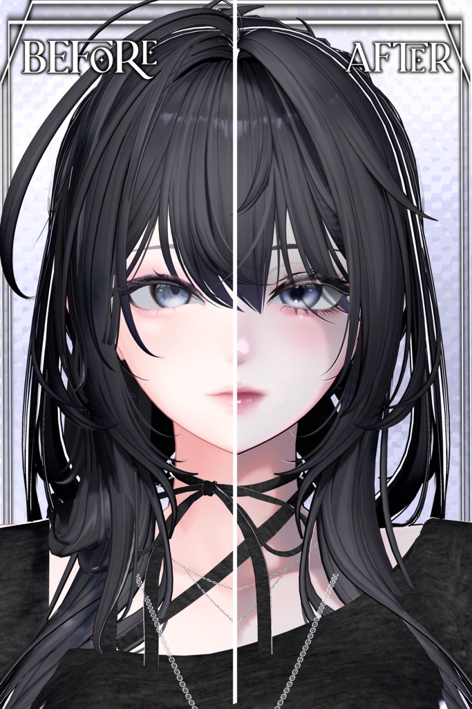 Sale♥『海咲、森羅+後日1アバター対応』美咲のみBlendShape付き Lune Noir MakeUp+Eyetexture+影設定済みマテリアル同梱