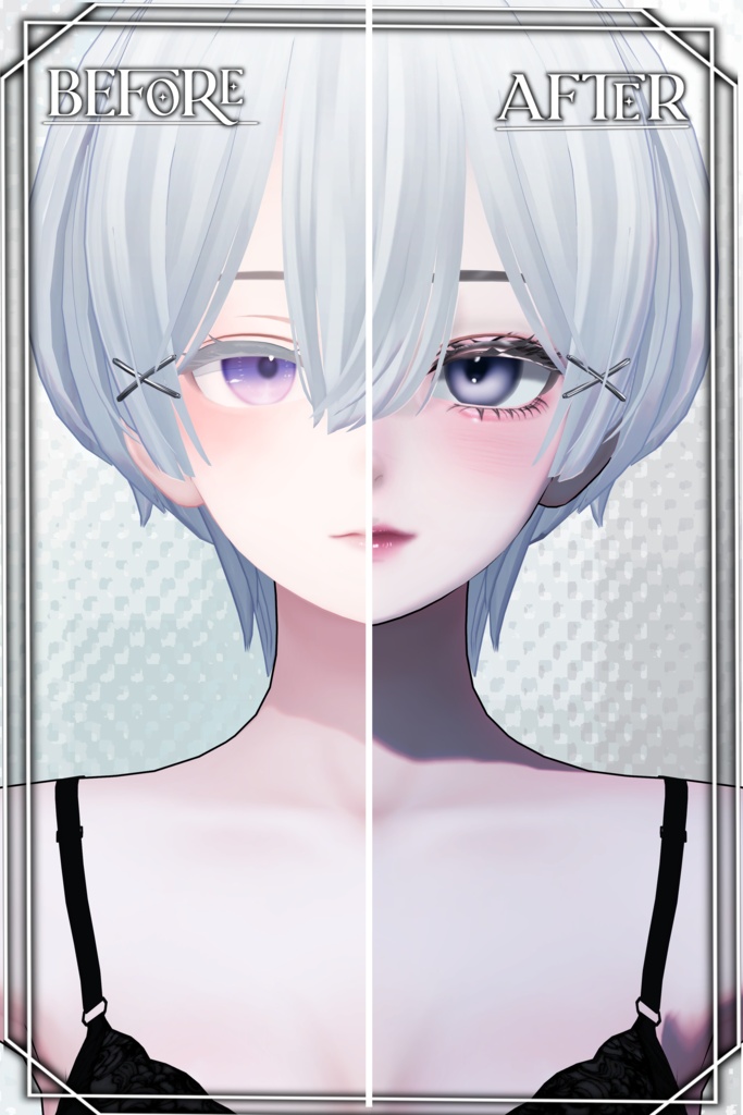 Sale♥『海咲、森羅+後日1アバター対応』美咲のみBlendShape付き Lune Noir MakeUp+Eyetexture+影設定済みマテリアル同梱
